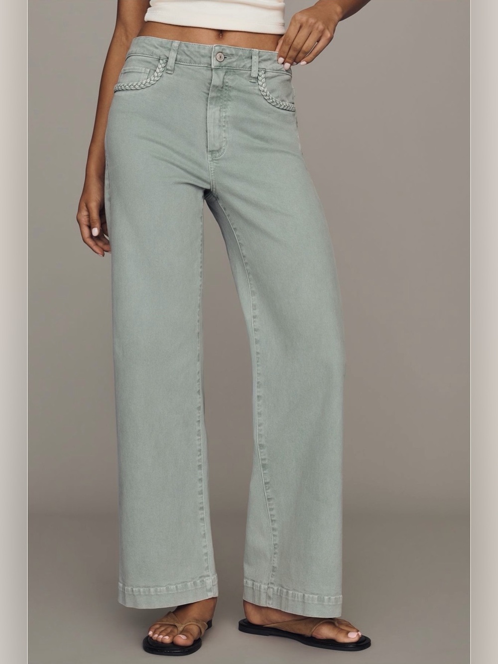 PAIGE Anessa 31” Wide Leg Jean Vintage Seaglass 29 NWT